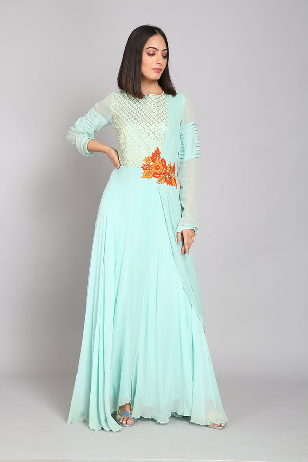 Georgette Anarkali With Patch Work