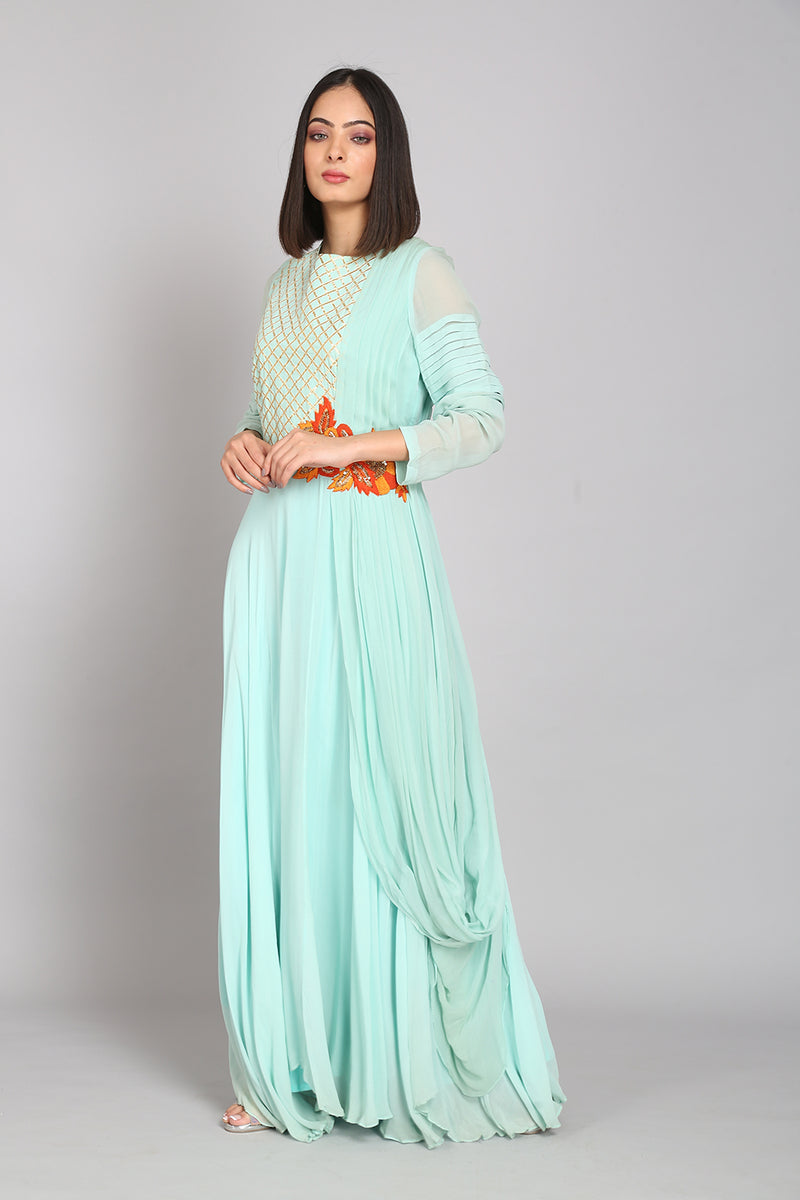 Georgette Anarkali With Patch Work