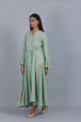 Green anarkali with bell sleeves