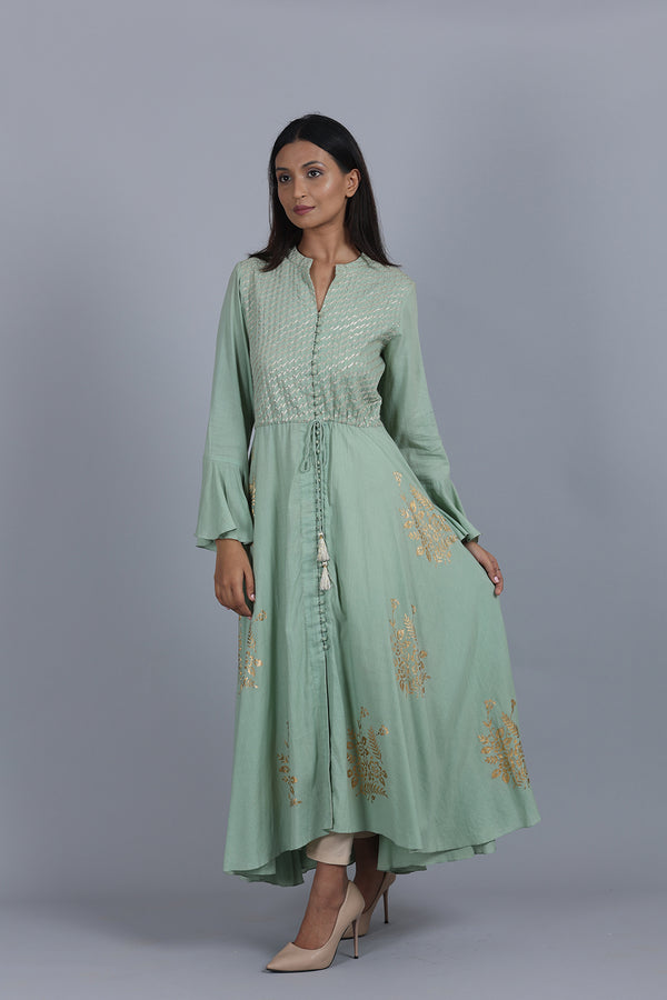 Gota And Foil Printed Asymmetrical Anarkali