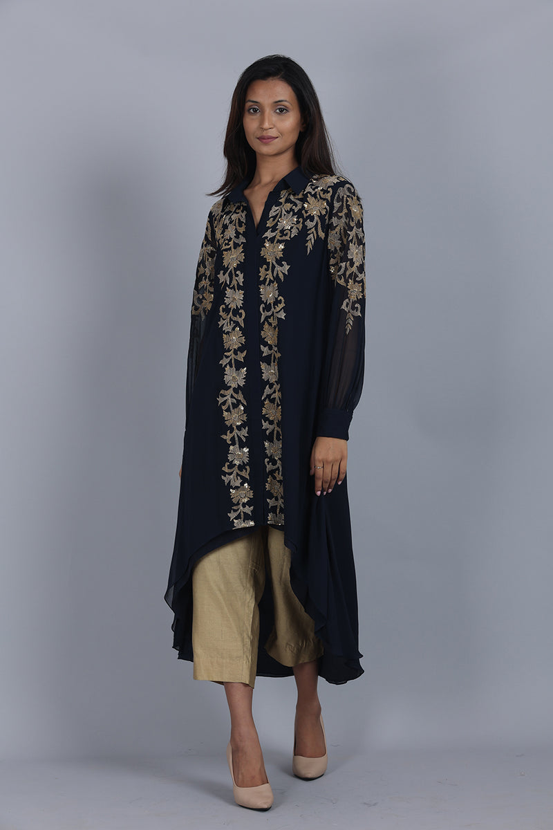 Aari Embroidered Asymmertical Tunic Set