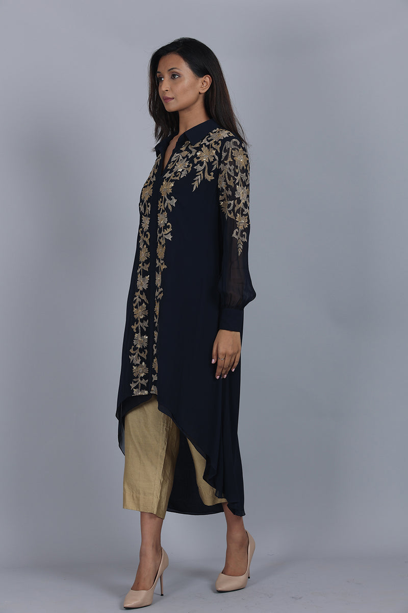 Aari Embroidered Asymmertical Tunic Set