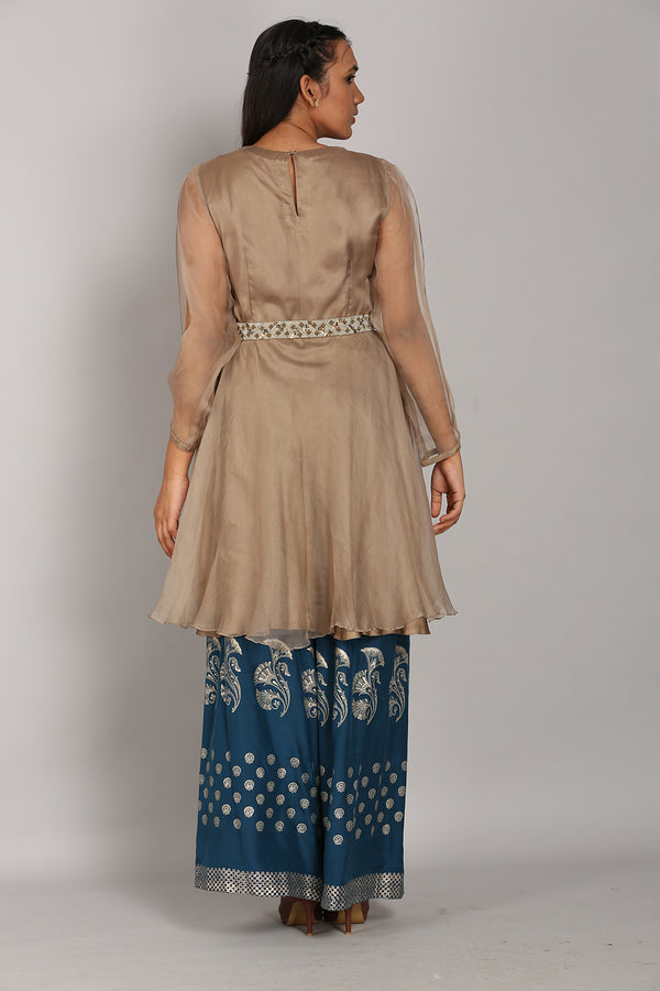 Foil Printed Plazo With Organza Tunic