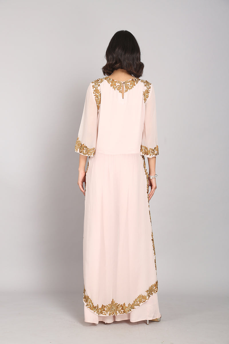 Blush Pink Asymmetrical Embroidered Co-ord Set