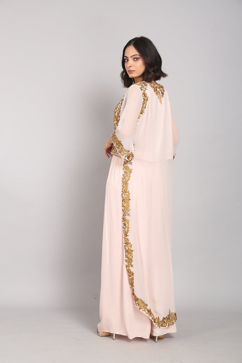 Blush Pink Asymmetrical Embroidered Co-ord Set