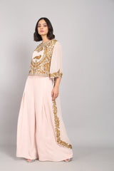 Blush Pink Asymmetrical Embroidered Co-ord Set