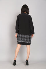 Pleated Cutwork Dress