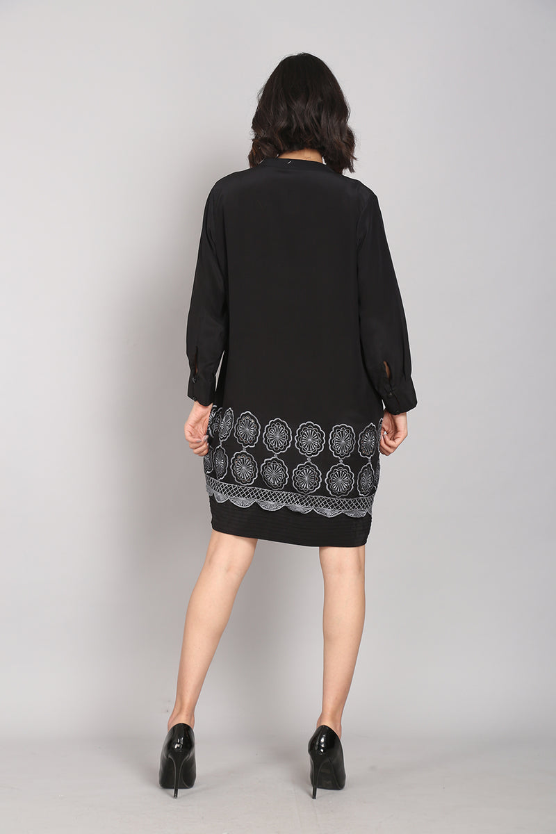 Pleated Cutwork Dress