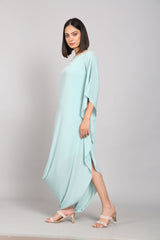 Embelished Boat Neck Drape Dress