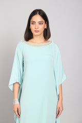 Embelished Boat Neck Drape Dress