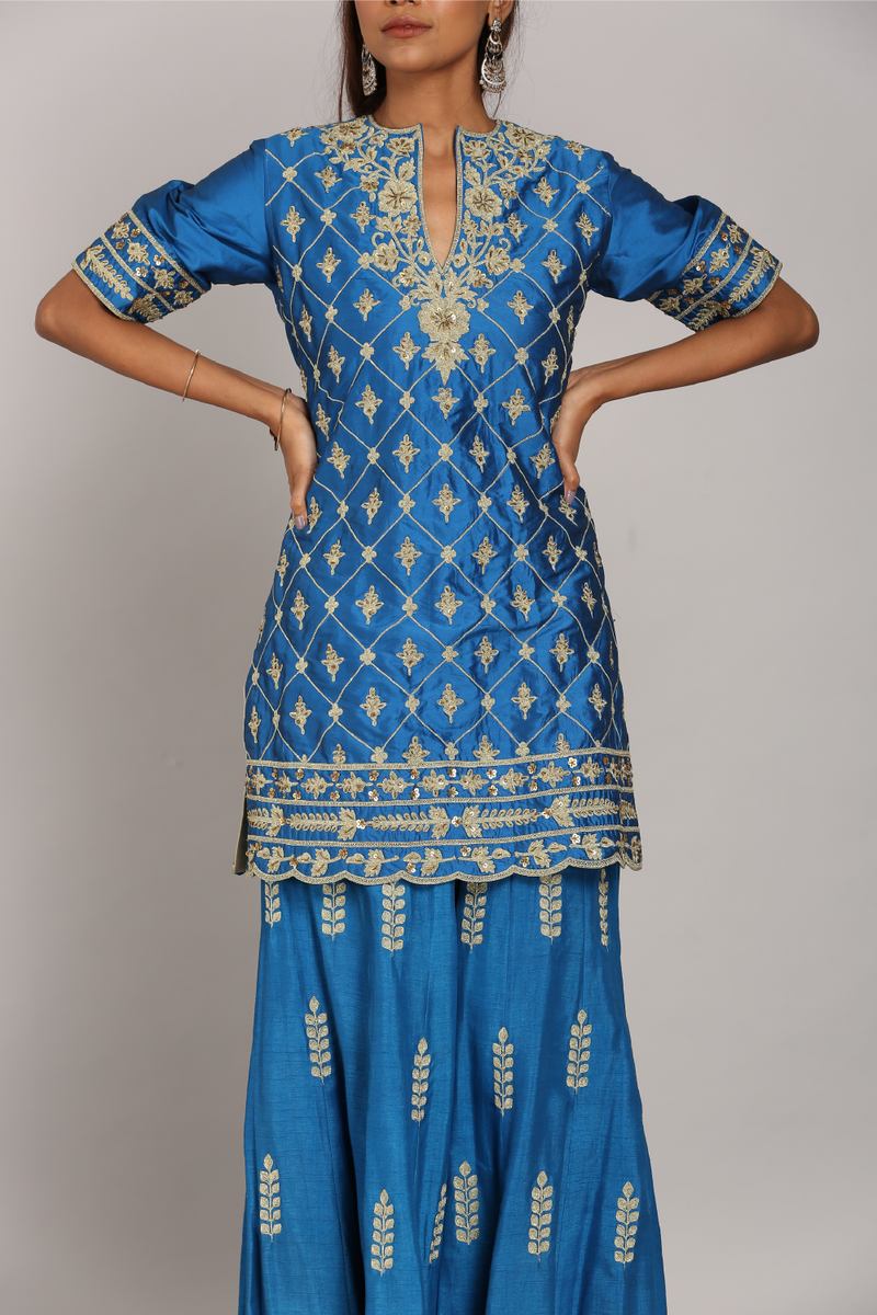 Silk Embroidered Plazo Set