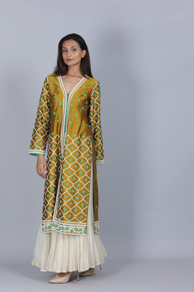 Silk Front Open Dori Embroidery Set