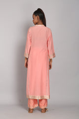 Salmon Pink Gota Kurta Set
