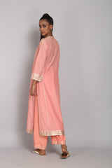 Salmon Pink Gota Kurta Set