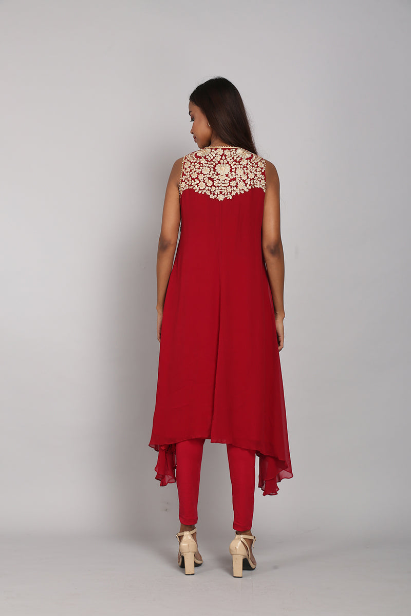 Gota Embroidered Asymmetrical Tunic