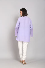 Crepe Top With Chiffon Gathers