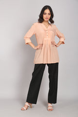 Long Pleated Tucks Top