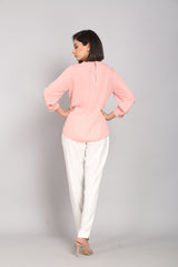 Pink Hand Embroidered Sequins Top