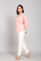 Pink Hand Embroidered Sequins Top