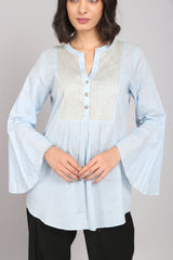 Light Blue Cotton Gota Top
