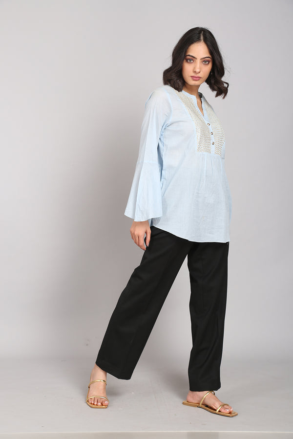 Light Blue Cotton Gota Top
