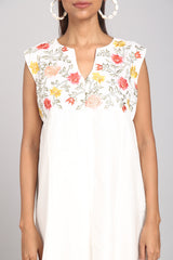 Asymmetrical Cotton Embroidered Tunic