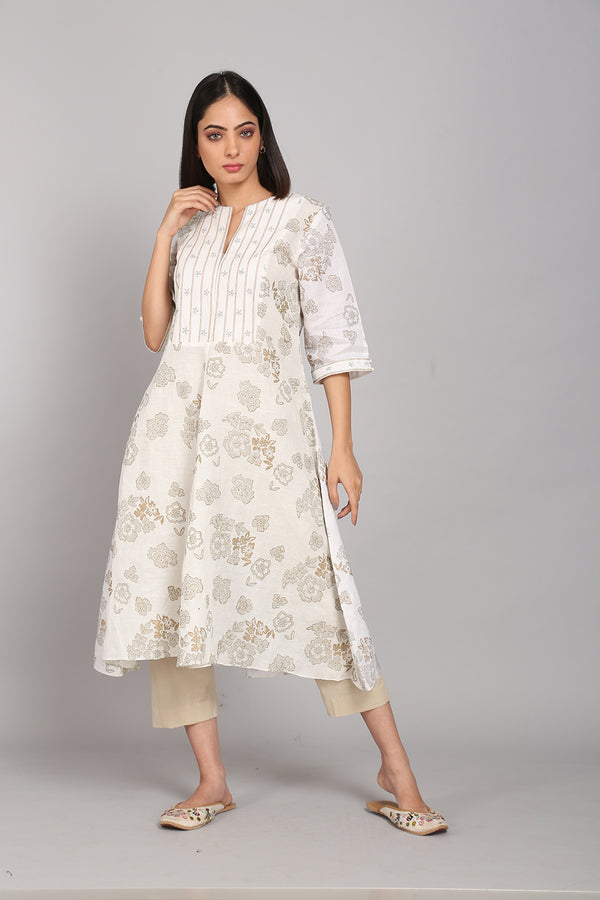 White Printed Cotton Tunic