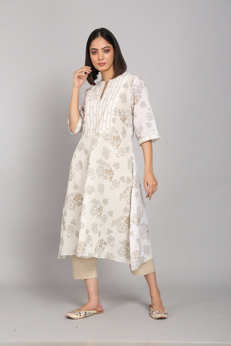 White Printed Cotton Tunic